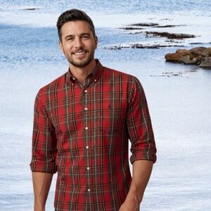 Original Penguin Red Plaid Button-Down Shirt Men’s Large Classic Fit Long Sleeve